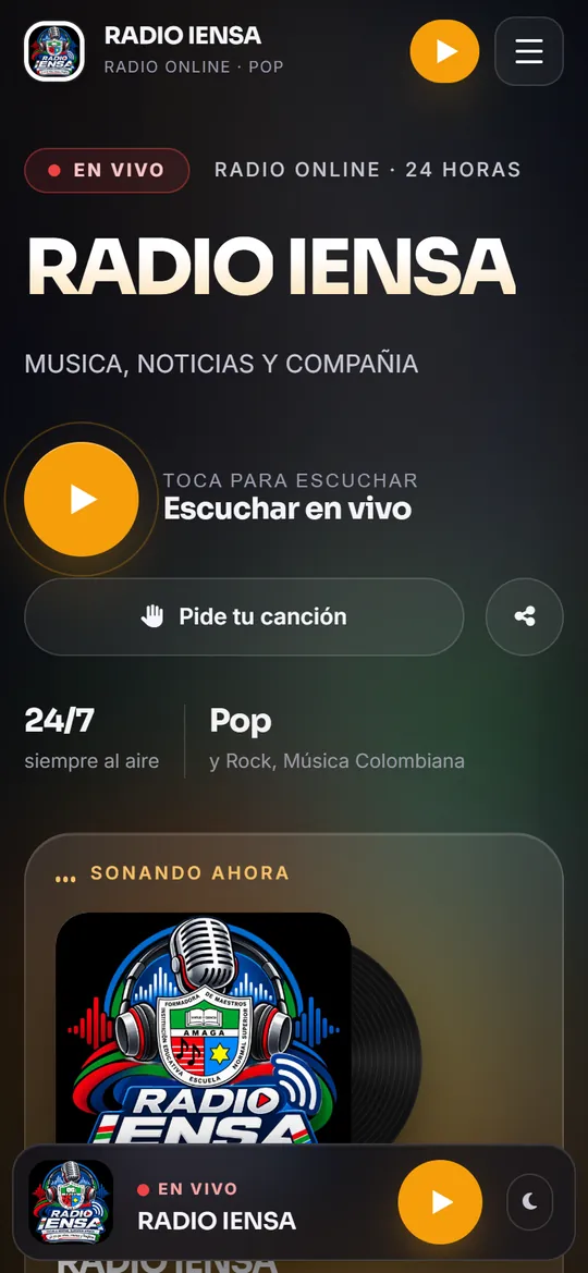 Página de Radio IENSA en celular