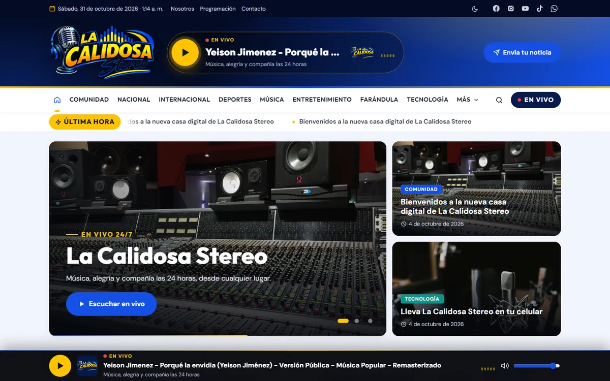 Página web de La Calidosa Stereo